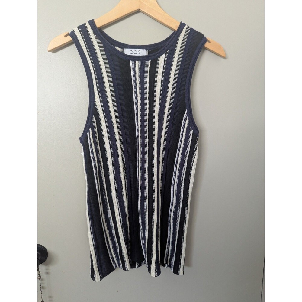 COS Womens Striped Structure Sleeveless Crewneck Knit Tank Top sz XS